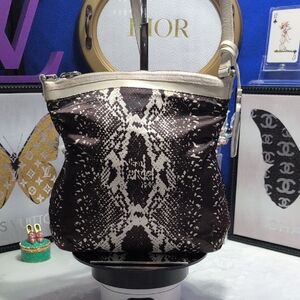 Henri Bendel Python Print Nylon, Satin, Leather Crossbody Purse - RARE 🔥